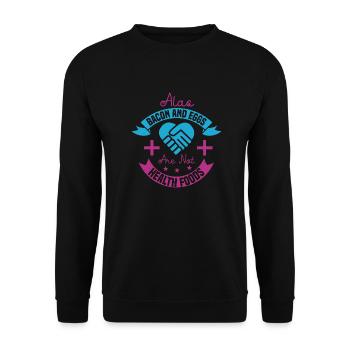HÉLAS, LE BACON ET LES ŒUFS NE SONT PAS DES ALIMENTS SAINS - Sweat-shirt Unisexe - noir - Devant - Alina (178cm) & Michal (187cm)