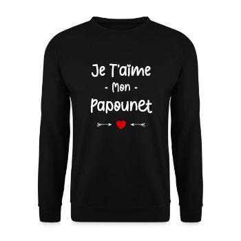 je t'aime mon Papounet - Sweat-shirt Unisexe - noir - Devant - Alina (178cm) & Michal (187cm)