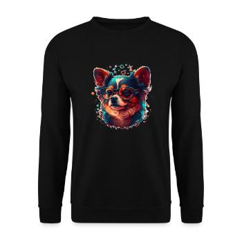 Chihuahua as a dog and hipster for animal lovers - Unisex Sweatshirt - black - Front - Alina (178cm) & Michal (187cm)