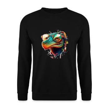 Reptile à lunettes Dragon ou crocodile en été - Sweat-shirt Unisexe - noir - Devant - Alina (178cm) & Michal (187cm)