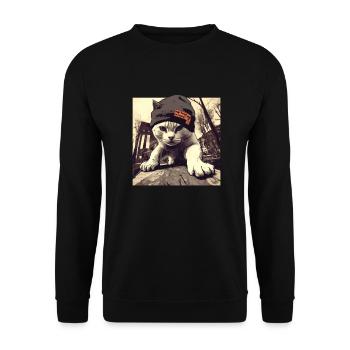 Purr Hip Hop 01 I Cool Cat Rap Man Cadeau - Sweat-shirt Unisexe - noir - Devant - Alina (178cm) & Michal (187cm)
