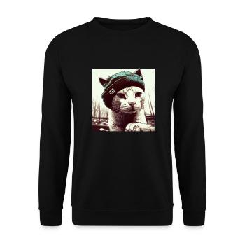 Purr Hip Hop 02 I Cool Cat Rap Man Cadeau - Sweat-shirt Unisexe - noir - Devant - Alina (178cm) & Michal (187cm)