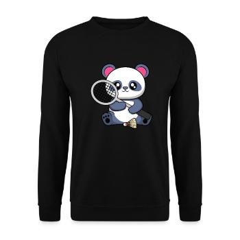 Ours panda jouant au badminton, Hobby Sports - Sweat-shirt Unisexe - noir - Devant - Alina (178cm) & Michal (187cm)
