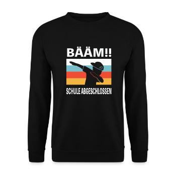 Bääm Schule Abgeschlossen Schüler Schulabschluss - Unisex Pullover - Schwarz - Vorne - Alina (178cm) & Michal (187cm)
