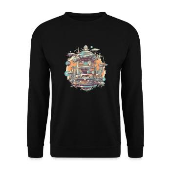 Futuristic city - Unisex Sweatshirt - black - Front - Alina (178cm) & Michal (187cm)
