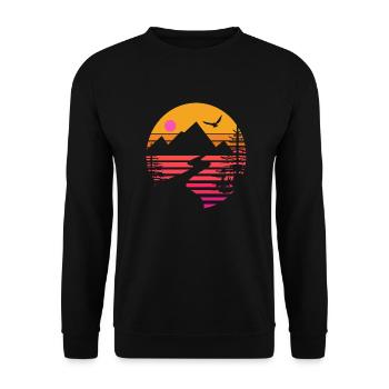 Berge Outdoor Retro - Unisex Pullover - Schwarz - Vorne - Alina (178cm) & Michal (187cm)