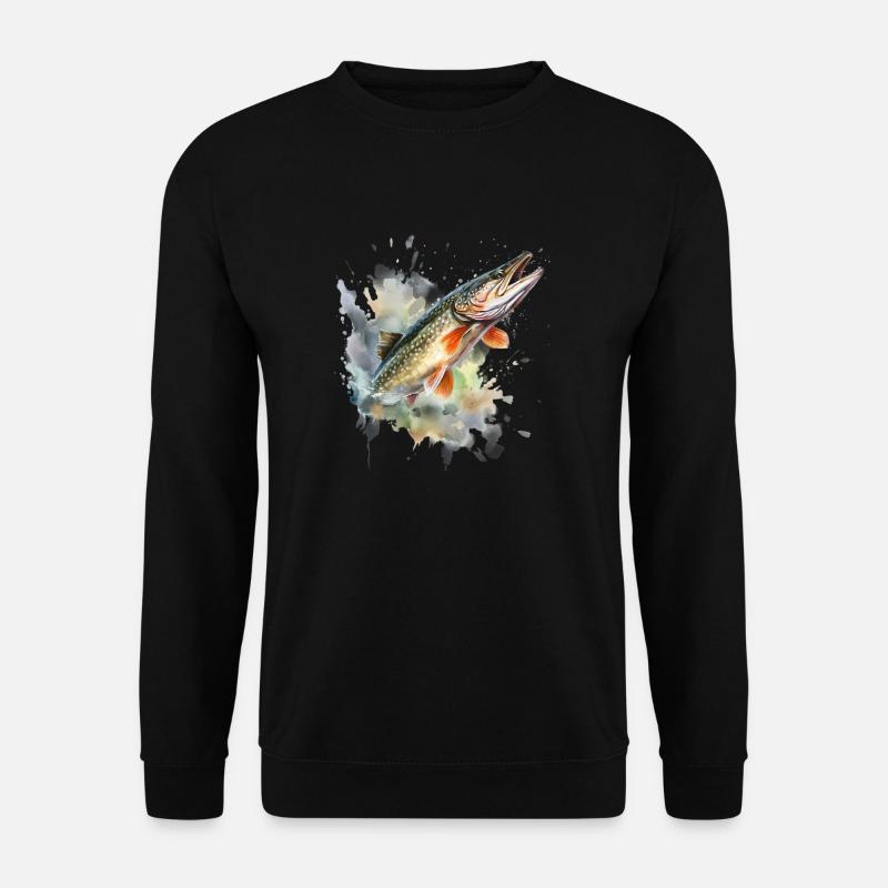 Springender Hecht Wasserfarbe - Unisex Pullover - Schwarz
