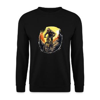Mountainbike Downhill t-shirt design - Unisex Pullover - Schwarz - Vorne - Alina (178cm) & Michal (187cm)