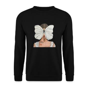 Schmetterlingsfrau - Unisex Pullover - Schwarz - Vorne - Alina (178cm) & Michal (187cm)