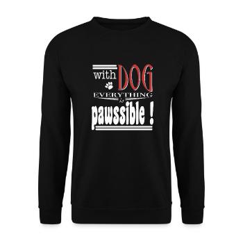 With dog everthing is pawssible - Unisex Pullover - Schwarz - Vorne - Alina (178cm) & Michal (187cm)