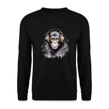 Kili, der audiophile Affe - Unisex Pullover - Schwarz - Vorne - Alina (178cm) & Michal (187cm)