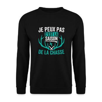 Je Peux Pas C'Est La Saison De La Chasse Chasseur - Sweat-shirt Unisexe - noir - Devant - Alina (178cm) & Michal (187cm)