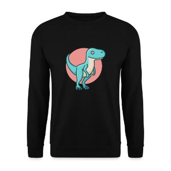 hugadino Velociraprot, Dino, süßer Dinosaurier - Unisex Pullover - Schwarz - Vorne - Alina (178cm) & Michal (187cm)