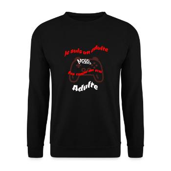 Je suis un adulte mais pas comme un vrai adulte - Sweat-shirt Unisexe - noir - Devant - Alina (178cm) & Michal (187cm)