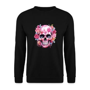 Pink Skull Halloween - Unisex Sweatshirt - black - Front - Alina (178cm) & Michal (187cm)
