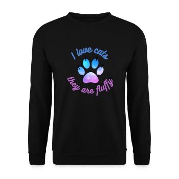 Ich liebe Katzen - Unisex Pullover - Schwarz - Vorne - Alina (178cm) & Michal (187cm)