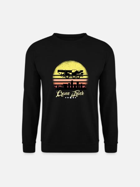 Kranfahrzeug Vintage Baufahrzeuge Retro Sunset - Unisex Pullover - Schwarz