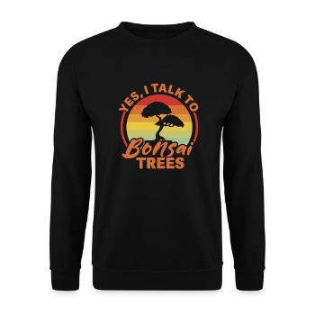 Je parle aux arbres - Drôle d’amoureux des bonsaïs - Sweat-shirt Unisexe - noir - Devant - Alina (178cm) & Michal (187cm)