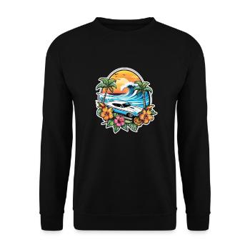 Surfing Beach Palm Tree Sunshine Holidays - Unisex Sweatshirt - black - Front - Alina (178cm) & Michal (187cm)