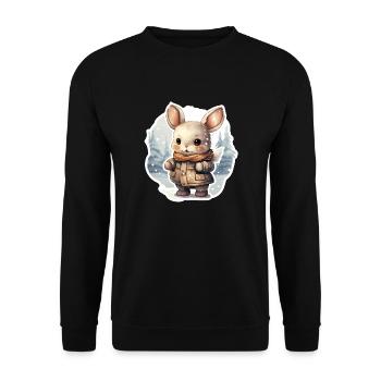 Lapin avec écharpe et veste dans la neige - Sweat-shirt Unisexe - noir - Devant - Alina (178cm) & Michal (187cm)
