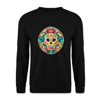 Calavera - Colorful Skull - Unisex Sweatshirt - black - Front - Alina (178cm) & Michal (187cm)