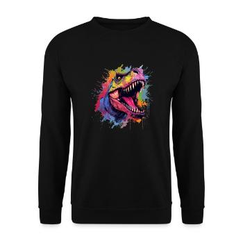 T-Rex Dinosaur Dino Design for Men & Women - Unisex Sweatshirt - black - Front - Alina (178cm) & Michal (187cm)