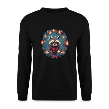 Racoon avec des ratons laveurs Xmas Elements - Sweat-shirt Unisexe - noir - Devant - Alina (178cm) & Michal (187cm)
