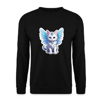 Cat with Wings - Unisex Sweatshirt - black - Front - Alina (178cm) & Michal (187cm)