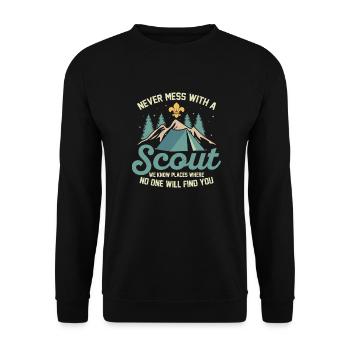 Scout's Warning: Hidden Places Expert Tee - Unisex Pullover - Schwarz - Vorne - Alina (178cm) & Michal (187cm)