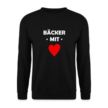 Bäcker mit Herz - Bäckerei - Brot - Backwaren - Unisex Pullover - Schwarz - Vorne - Alina (178cm) & Michal (187cm)