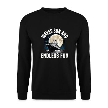 Waves Sun And Endless Fun Cruise Ship Vacation - Unisex Sweatshirt - black - Front - Alina (178cm) & Michal (187cm)