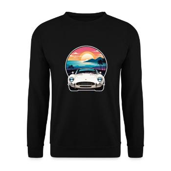 voiture vintage couché de soleil - Sweat-shirt Unisexe - noir - Devant - Alina (178cm) & Michal (187cm)