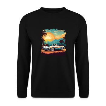 voiture vintage couché de soleil - Sweat-shirt Unisexe - noir - Devant - Alina (178cm) & Michal (187cm)