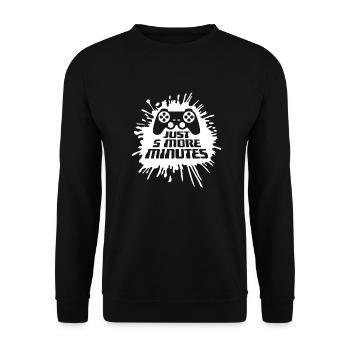 Lustiger Gamer Nur noch fünf Minuten 5 Videospiele - Unisex Pullover - Schwarz - Vorne - Alina (178cm) & Michal (187cm)
