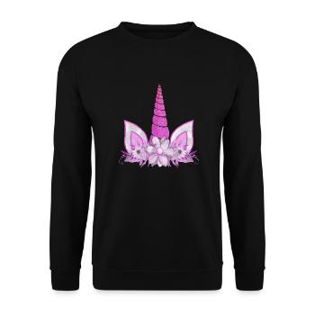 Einhorn süße Regenbogen lustige Einhörner magische Fantasie - Unisex Pullover - Schwarz - Vorne - Alina (178cm) & Michal (187cm)