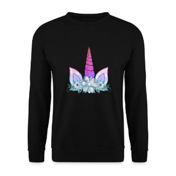 Einhorn süße Regenbogen lustige Einhörner magische Fantasie - Unisex Pullover - Schwarz - Vorne - Alina (178cm) & Michal (187cm)