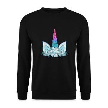 Einhorn süße Regenbogen lustige Einhörner magische Fantasie - Unisex Pullover - Schwarz - Vorne - Alina (178cm) & Michal (187cm)
