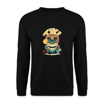 Masque Tiki qui boit un coctail. - Sweat-shirt Unisexe - noir - Devant - Alina (178cm) & Michal (187cm)