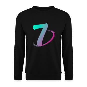 Nummer 7 mehrfarbig - Unisex Pullover - Schwarz - Vorne - Alina (178cm) & Michal (187cm)