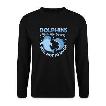 Dolphins Make Me Happy Marine Biology Beach Vacati - Unisex Sweatshirt - black - Front - Alina (178cm) & Michal (187cm)