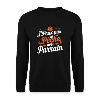 Moment de Pêche avec Parrain - Sweat-shirt Unisexe - noir - Devant - Alina (178cm) & Michal (187cm)