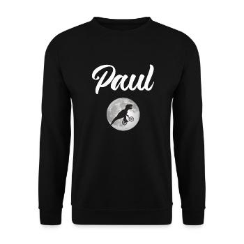 PAUL - Beau prénom de garçon avec dinosaure - Sweat-shirt Unisexe - noir - Devant - Alina (178cm) & Michal (187cm)