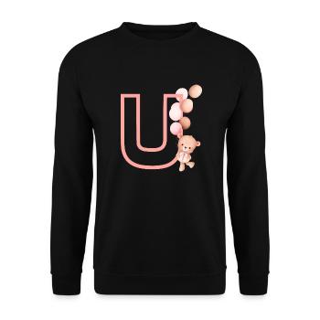 Letter u Pink Bear - Unisex Sweatshirt - black - Front - Alina (178cm) & Michal (187cm)
