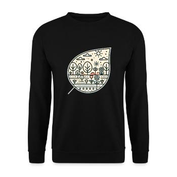 Blatt schräg - Unisex Pullover - Schwarz - Vorne - Alina (178cm) & Michal (187cm)