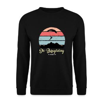 Ski Parapente Vintage Rétro Sunset - Sweat-shirt Unisexe - noir - Devant - Alina (178cm) & Michal (187cm)