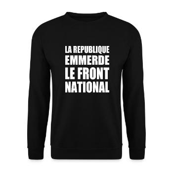 la republique emmerde le front national - Sweat-shirt Unisexe - noir - Devant - Alina (178cm) & Michal (187cm)