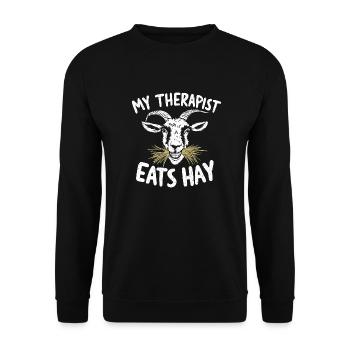 Goat Humor – My Therapist Eats Hay - Unisex Sweatshirt - black - Front - Alina (178cm) & Michal (187cm)