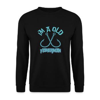 Alter Fischer - Zwei gekreuzte Haken - Unisex Pullover - Schwarz - Vorne - Alina (178cm) & Michal (187cm)