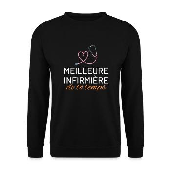 Beste Krankenschwester: Krankenschwester Geschenk - Unisex Pullover - Schwarz - Vorne - Alina (178cm) & Michal (187cm)