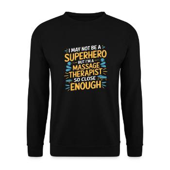 Humorvolles Design für Massage-Therapeut*innen - Unisex Pullover - Schwarz - Vorne - Alina (178cm) & Michal (187cm)